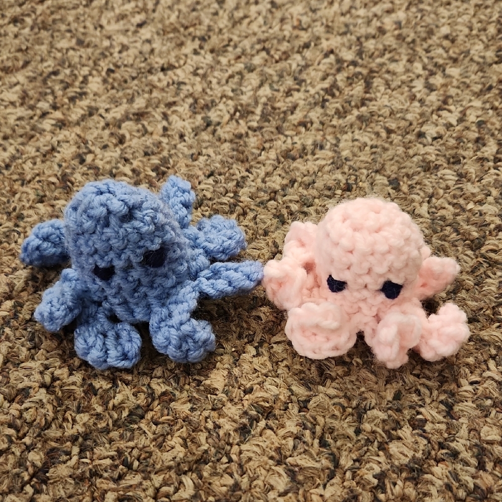 Handmade Crochet Octopus Toys - Blue and Pink